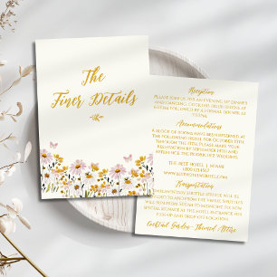 Whimsical Wildflower Yellow Ivory Wedding Details Enclosure Card