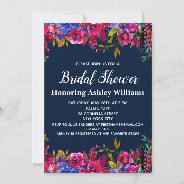 Whimsical Wildflowers Bridal Shower Botanical Boho Invitation (Front)