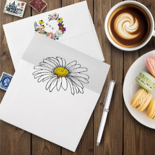 Whimsical Wildflowers Butterfly Mushroom Wedding Envelope