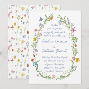 Whimsical Wildflowers Doodle Wedding Invitation