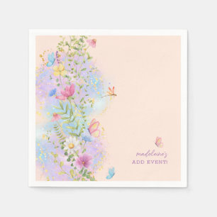 Whimsical Wildflowers Floral Garden Bridal Shower Napkin