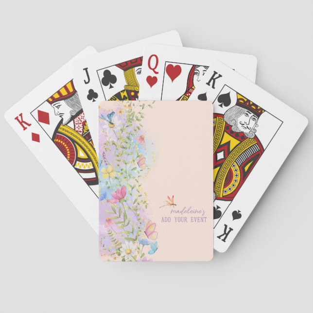 Whimsical Wildflowers Floral Garden Bridal Shower Playing Cards (Back)