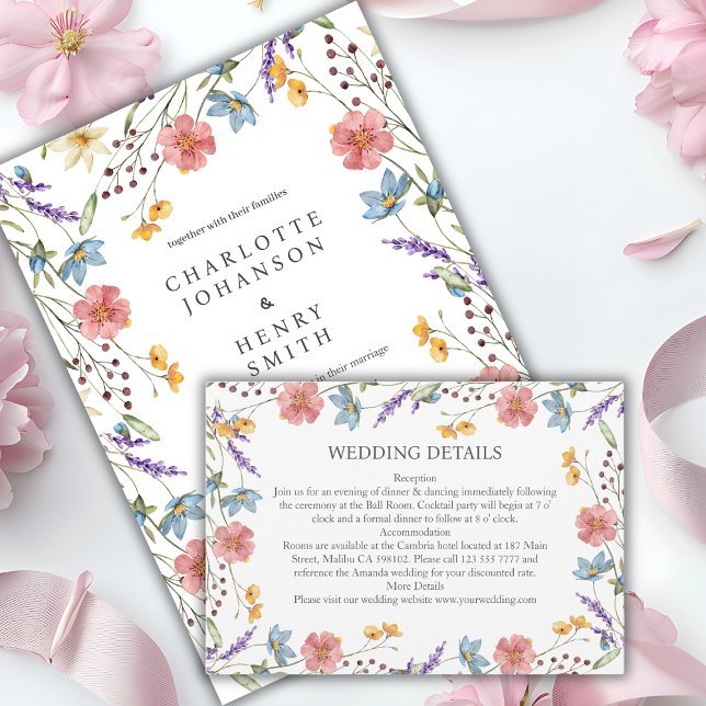 Whimsical Wildflowers Garden Wedding Details Enclosure Card (Creator Uploaded)