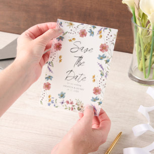 Whimsical Wildflowers Garden Wedding Save The Date Vellum Invitations