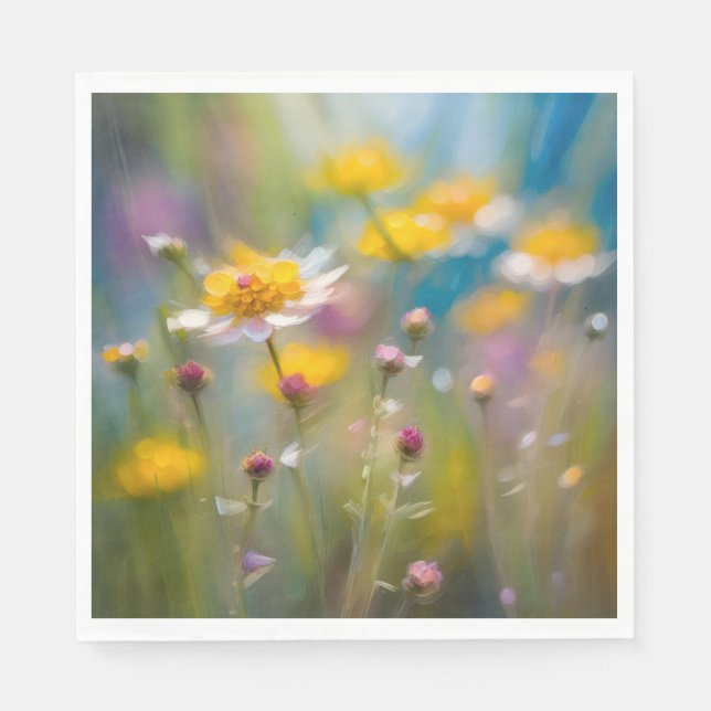 Whimsical Wildflowers In The Wind Napkin (Front)
