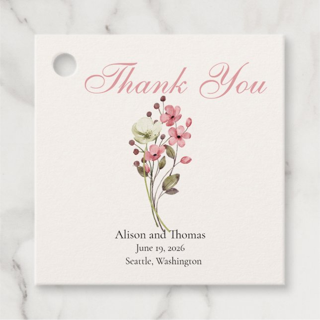 Whimsical Wildflowers Meadow Wedding  Favour Tags (Front)