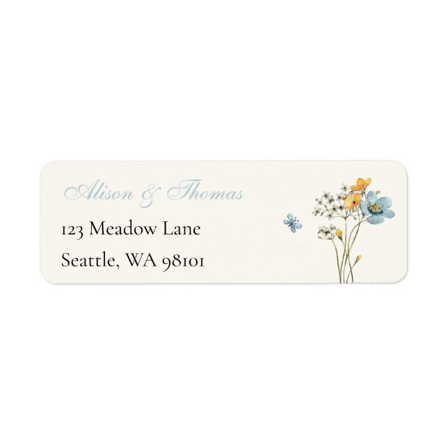Whimsical Wildflowers Meadow Wedding  Label (Front)