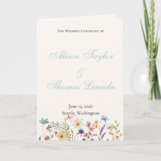 Whimsical Wildflowers Meadow Wedding  Programme