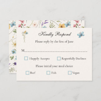 Whimsical Wildflowers Meadow Wedding  RSVP Card