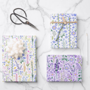 Whimsical Wildflowers Pretty Spring Pattern Wrapping Paper Sheet