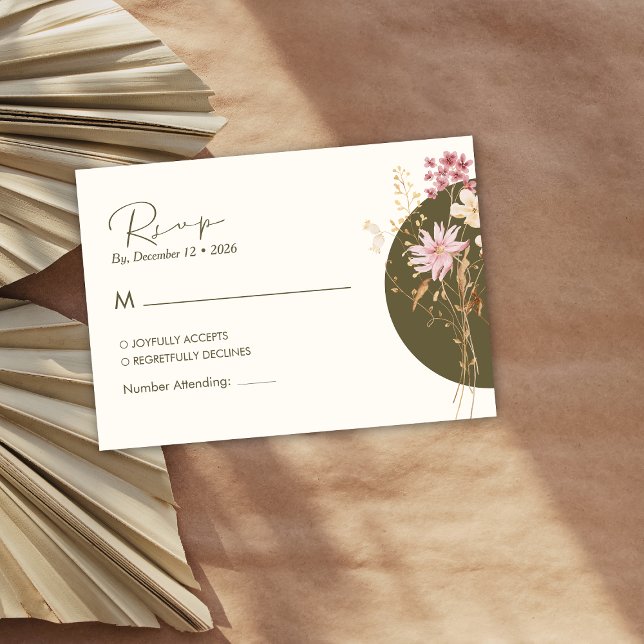 Whimsical Wildflowers Spring Summer fall RSVP Enclosure Card (Creator Uploaded)