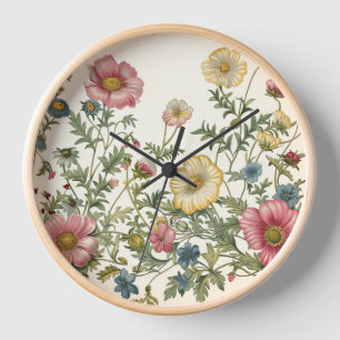 Whimsical Wildflowers Wall Clock
