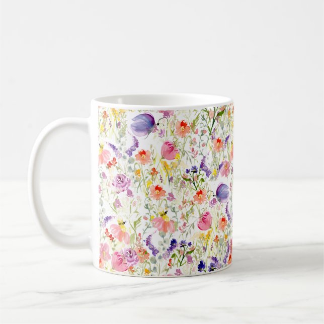 Whimsical Wildflowers | Watercolor Coffee Mug (Left)