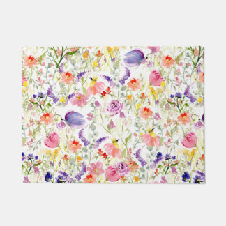 Whimsical Wildflowers | Watercolor Doormat