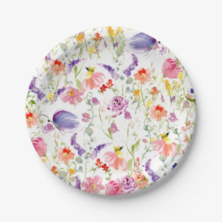 Whimsical Wildflowers | Watercolor Paper Plate