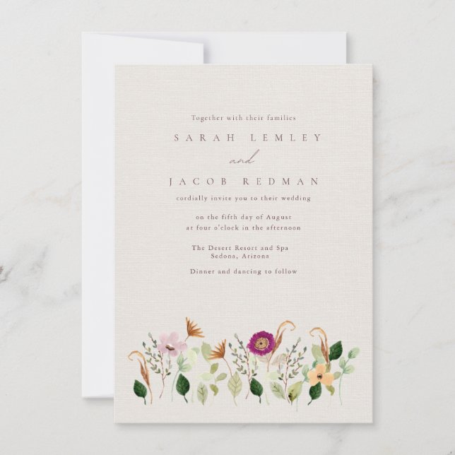Whimsical Wildflowers Wedding Invitation (Front)