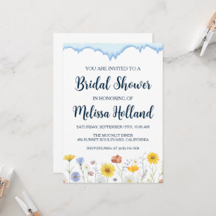 Whimsical wildflowers winter bridal shower invitation