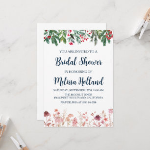 Whimsical wildflowers winter bridal shower invitation
