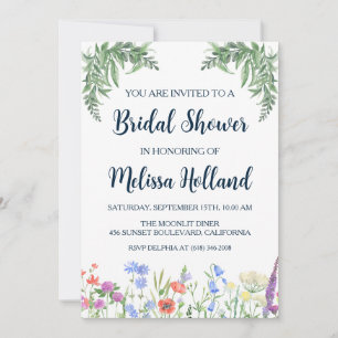 Whimsical wildflowers winter bridal shower invitation