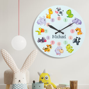 Whimsical Wildlife: Adorable Animal Friends Large Clock