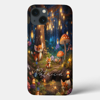 Whimsical Wildlife - Cute Animal Foxes Mushroom iPhone 13 Case