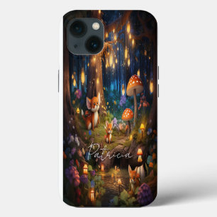 Whimsical Wildlife - Cute Animal Foxes Mushroom iPhone 13 Case