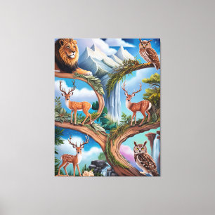 Whimsical Wildlife Fantasy Intricate Miniature  Canvas Print