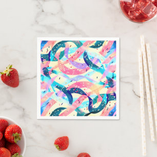 Whimsical Wind Retro Abstract Ribbon Napkin