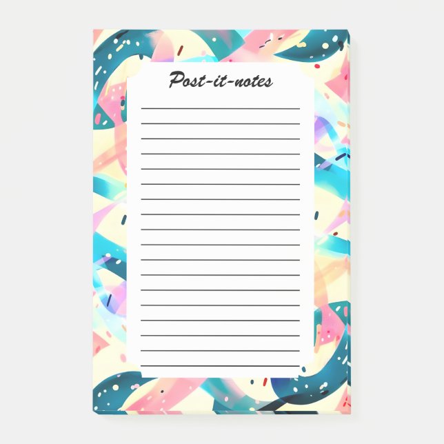 Whimsical Wind Retro Abstract Ribbon Post-it Notes (Front)