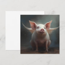 Whimsical Winged Flying Pig Surreal Dreamy Art
