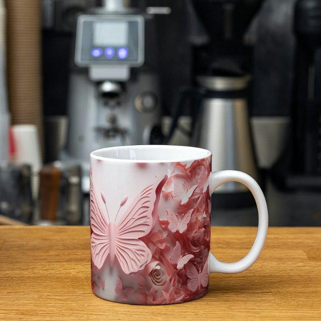 Whimsical Wings: 3D Pink Butterfly Coffee Mug (Creator Uploaded)