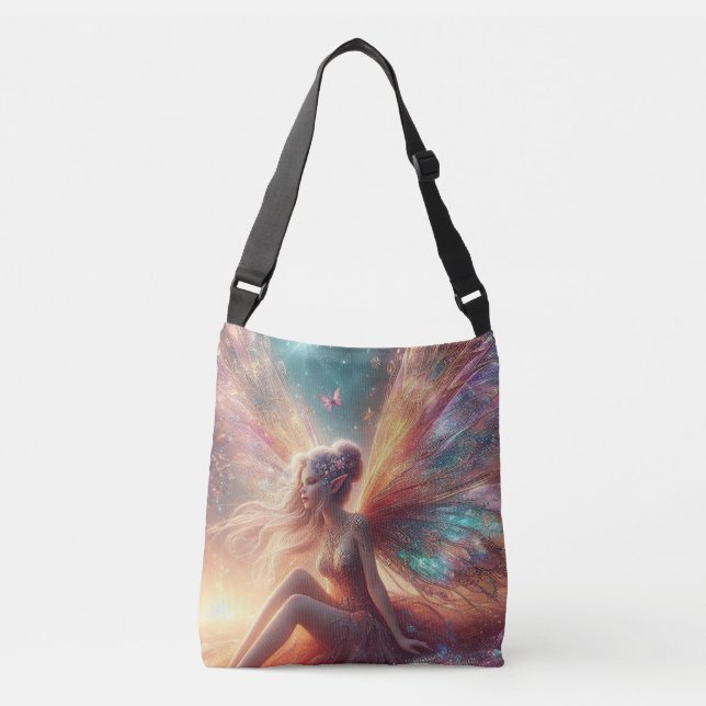 Whimsical Wings: Fantasy Fairy All-Over Print Tote (Front)