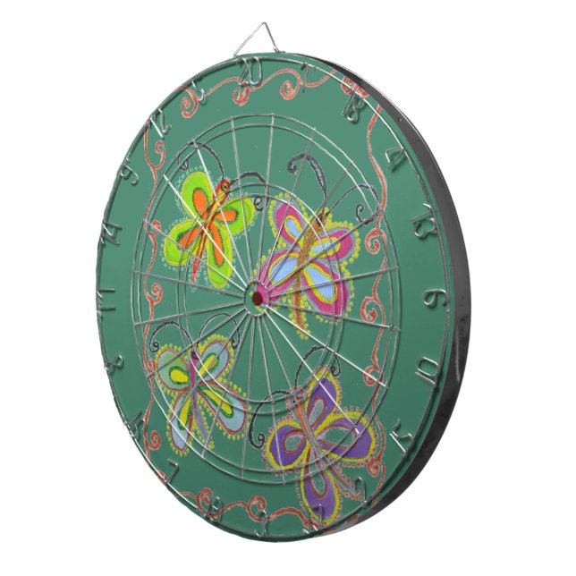 Whimsical Wings: Stunning Butterfly-Themed design Dartboard (Front Right)