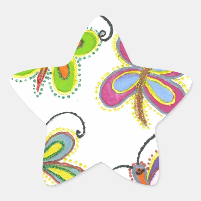 Whimsical Wings: Stunning Butterfly-Themed design Star Sticker (Front)