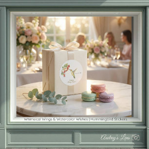 Whimsical Wings & Watercolor Wishes Hummingbird Classic Round Sticker