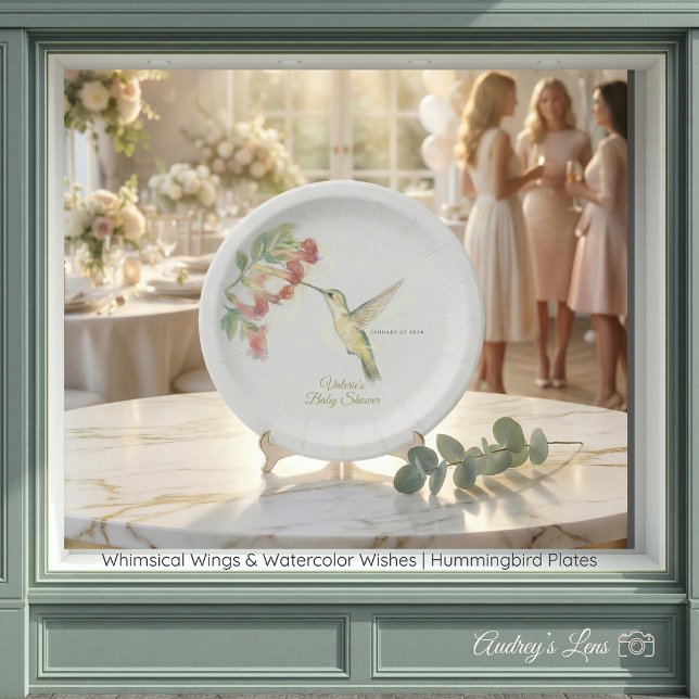 Whimsical Wings & Watercolor Wishes | Hummingbird  Paper Plate (Whimsical Wings & Watercolor Wishes | Hummingbird Paper Plates)