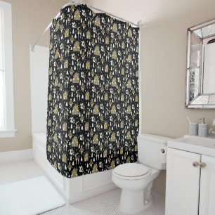 Whimsical Winter Animal Town Shower Curtain