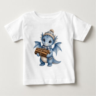 Whimsical Winter Baby Dragon Carrying Wood T-Shirt