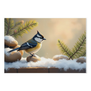 Whimsical Winter Bird With Tufted Crest Poster