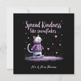 Whimsical Winter Cat Kindness Graphic Cosy Feline Invitation