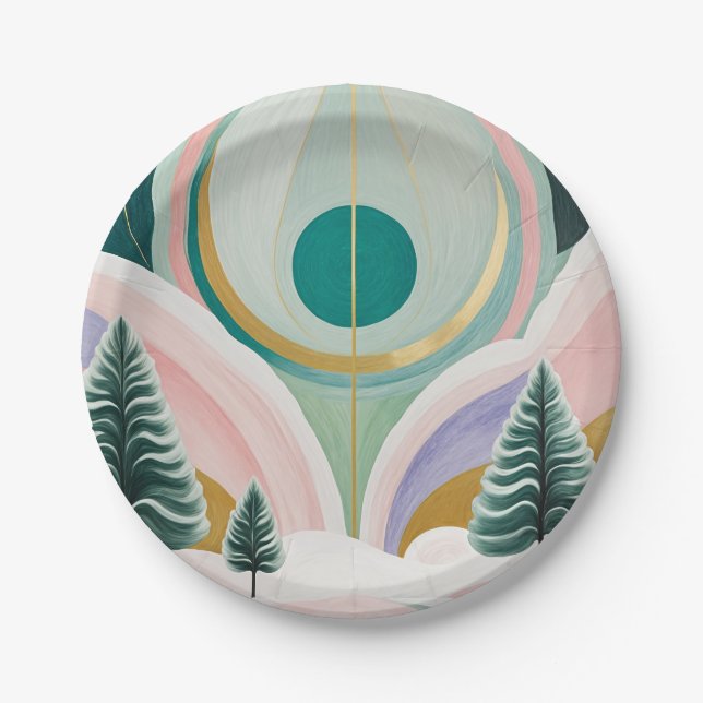 Whimsical Winter Dreamscape Paper Plate (Front)