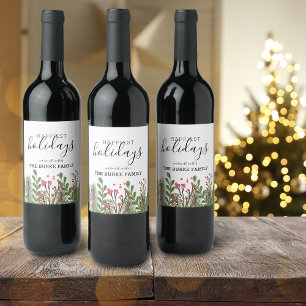 Whimsical Winter Foliage Personalise Wine Label