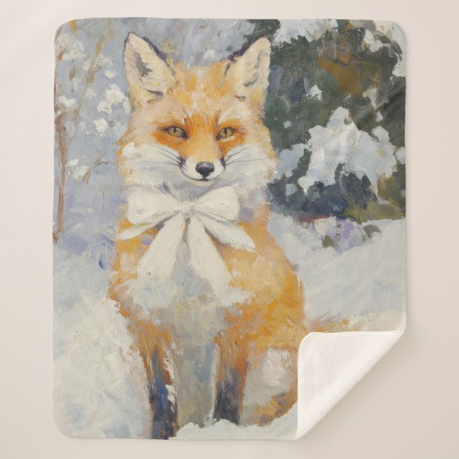 Whimsical Winter Fox Cute Nursery Baby Kids Sherpa Blanket (Front)