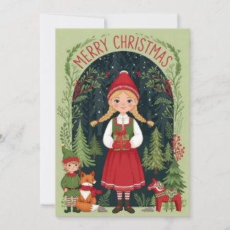 Whimsical Winter Girl Holiday Card