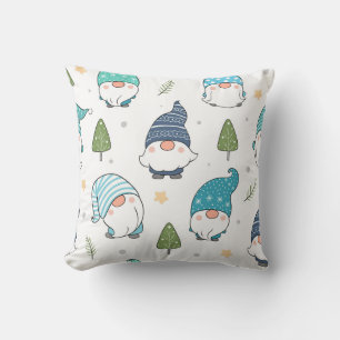Whimsical Winter Gnomes Seamless Pattern Cushion