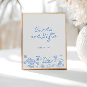 Whimsical Winter Hand Drawn Cards and Gifts Poster