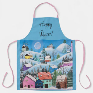 Whimsical Winter Landscape Apron