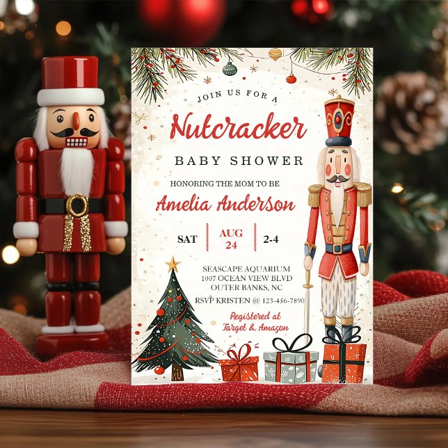 Whimsical Winter Nutcracker Christmas Baby Shower  Invitation (Creator Uploaded)