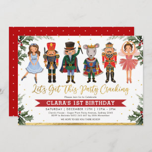 Whimsical Winter Nutcracker Kids Birthday Invitation