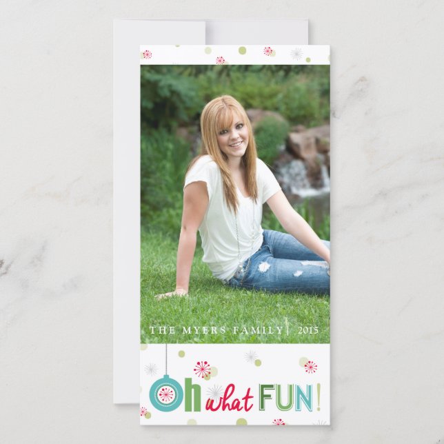 Whimsical winter Oh what fun Holiday Card (Front)